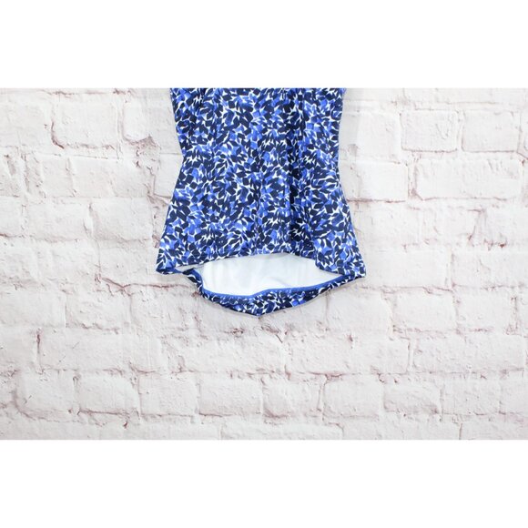 LL Bean Mix and Match Blue Square Neck Floral Tankini Top Size 4 - Picture 5 of 10